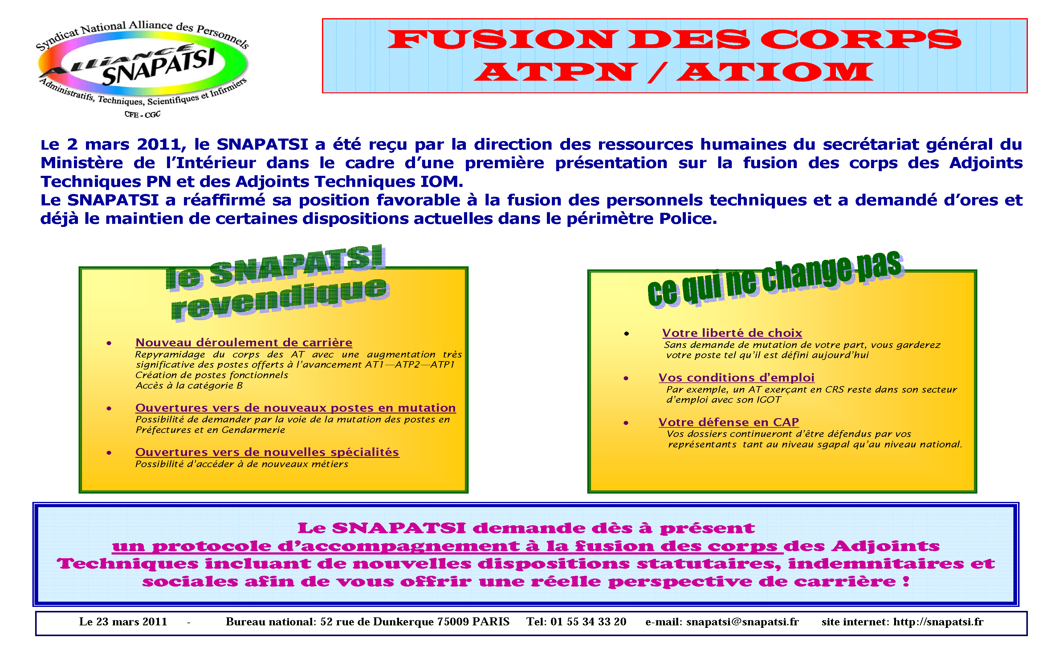 Tract sur la fusion des corps des AT